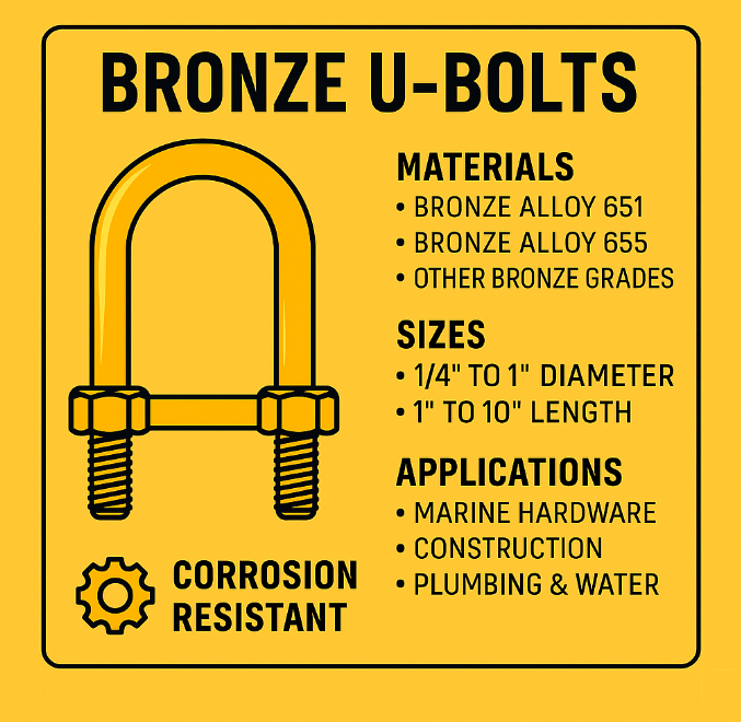 Bronze U bolts , Bronze U bolt clamps
