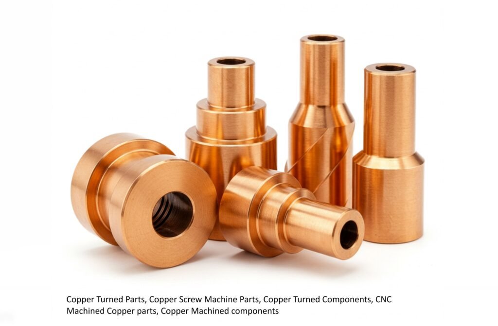 Copper Turned Parts, Copper Screw Machine Parts, Copper Turned Components,
