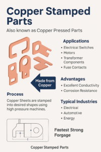 Copper pressed parts, Copper stamped parts, Copper stamping 
