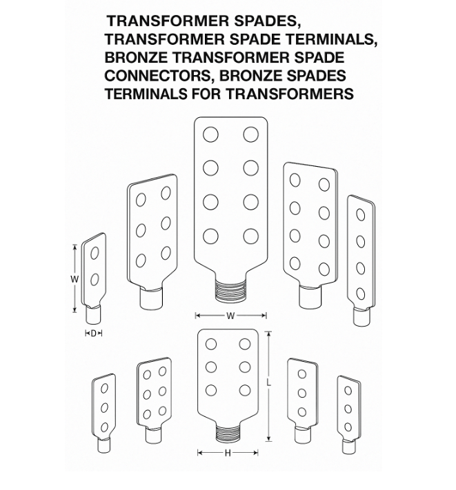 Transformer spades, Bronze Spades, Spade terminals for Transformers, Transformer Spade Connectors, Bronze Spade terminals