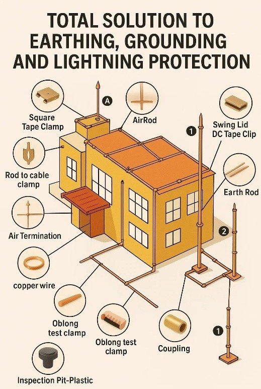 Earthing grounding products in Brass,Copper and Bronze