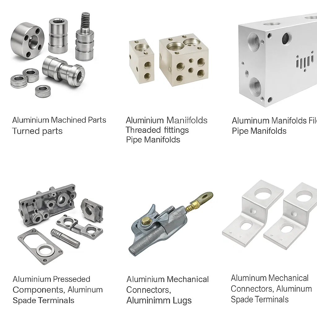 Aluminium Machined Turned parts Aluminium Manifolds Aluminum Gravity Die Casting, Aluminum Hotline Clamps Aluminum Mechanical Connectors, Aluminum Mechanical Lugs, Transformer Lugs ,