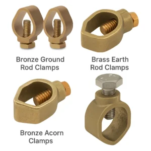 Bronze ground Rod Clamps, Brass Earth Rod Clamps, Bronze Acorn Clamps